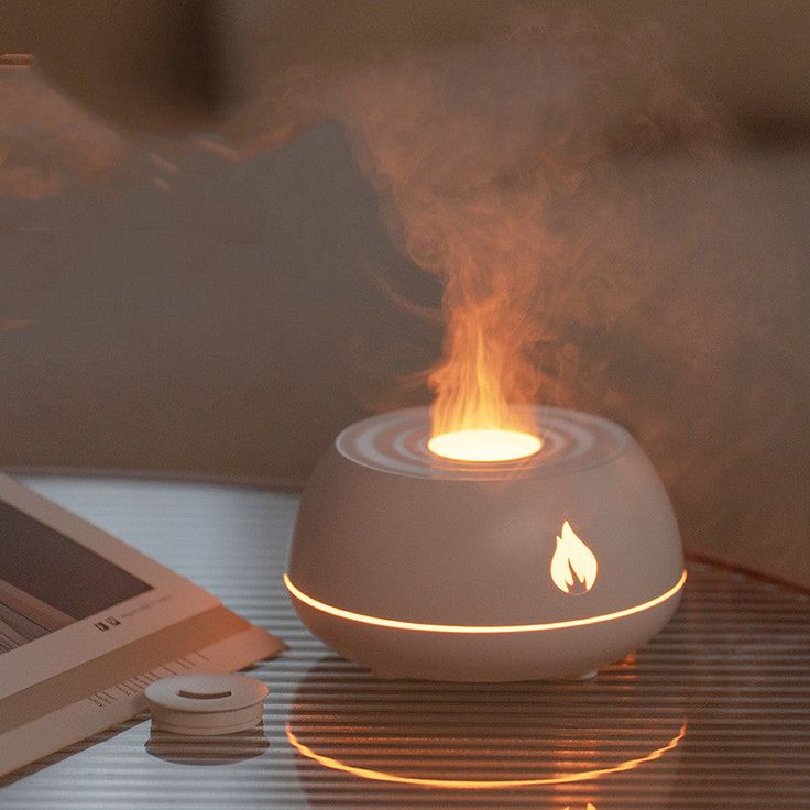 Flame Humidifier Aromatherapy Diffuser 7 Colors Light Home Air Humidifier 130ML USB Room Fragrance Essential Oil Diffuser Black USB